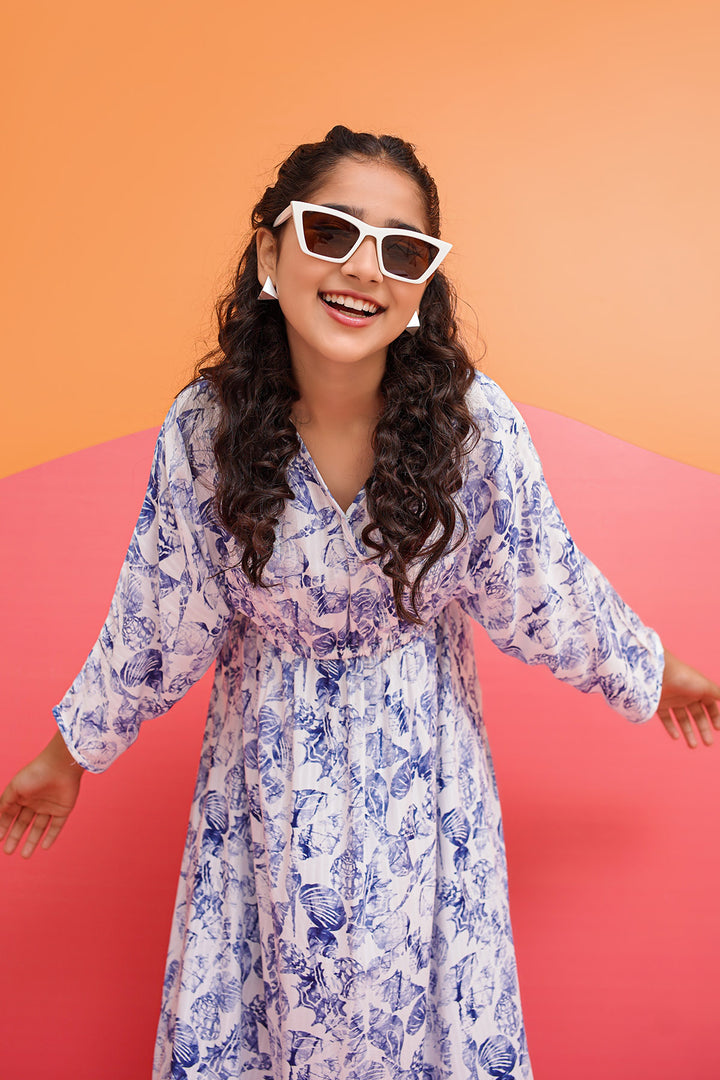 Printed Linen Full Length Dress - Wear Ochre