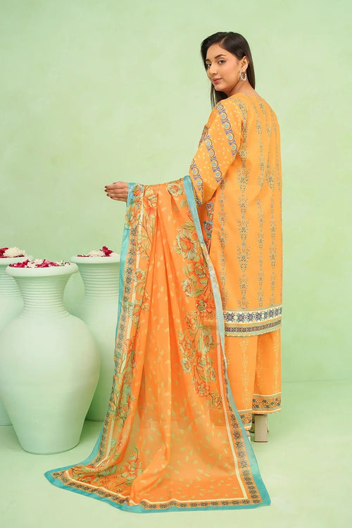 Best Women's Poly Lawn Digital Printed 3 Pc Suit - Wear Ochre -