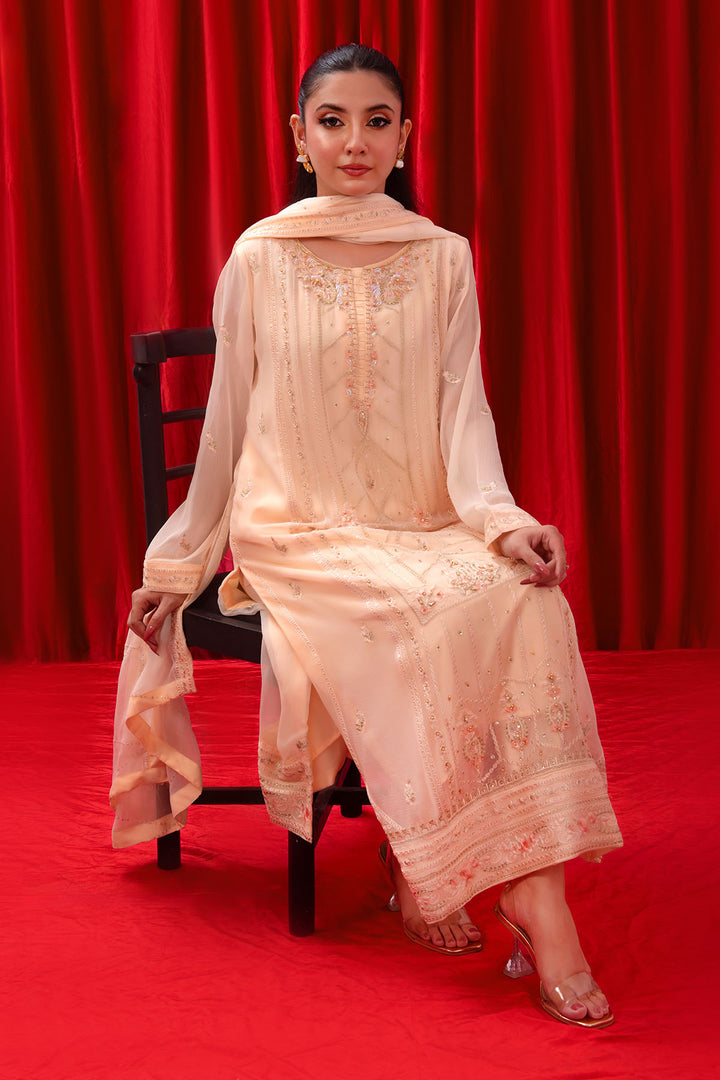 Chiffon Adda + Embroidered 3 Pc Suit - Wear Ochre