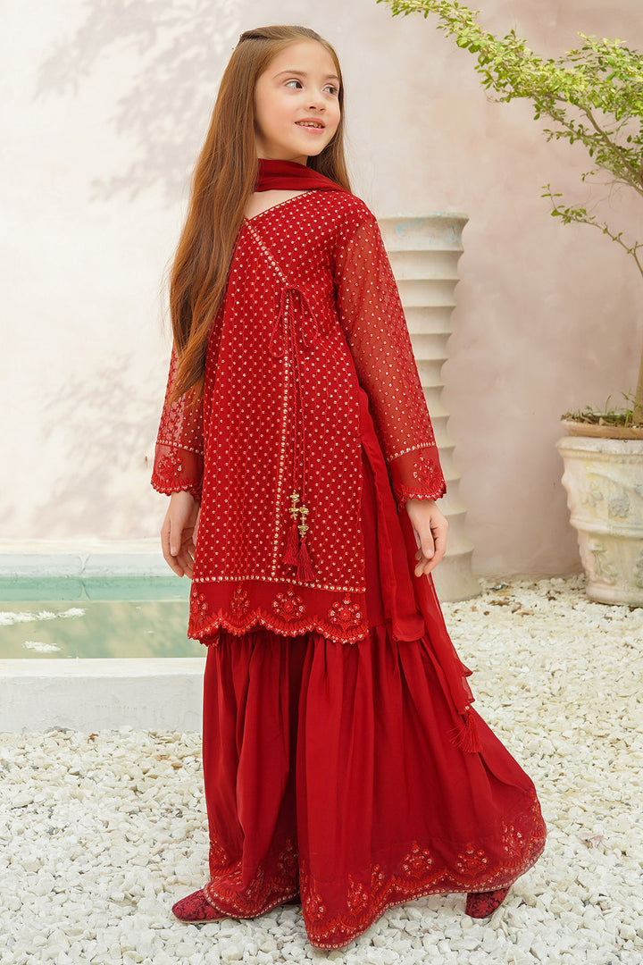 Chiffon Embroidered 3 Pc Suit - Wear Ochre