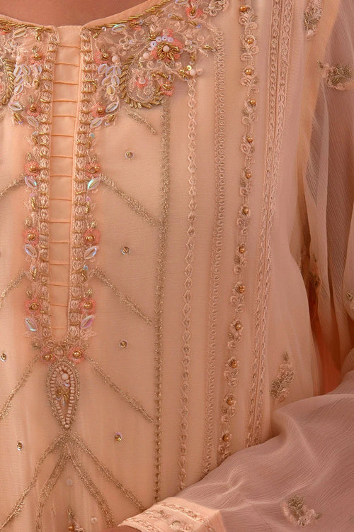 Best Chiffon Adda + Embroidered 3 Pc Suit - Wear Ochre -