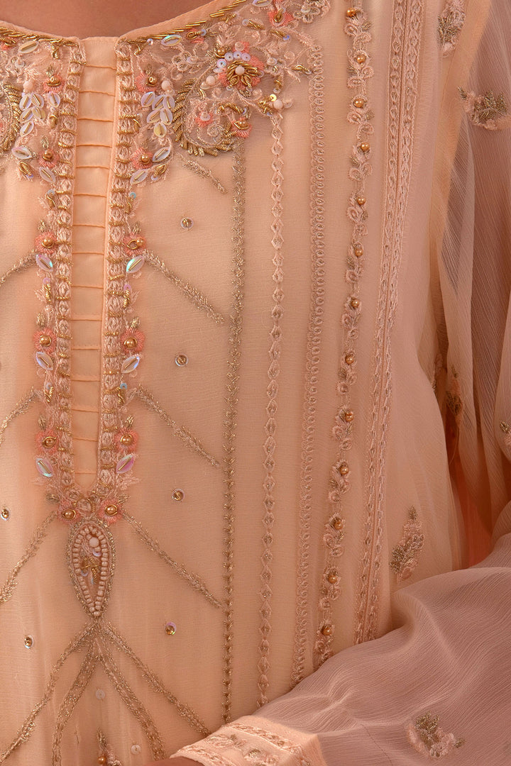 Chiffon Adda + Embroidered 3 Pc Suit - Wear Ochre