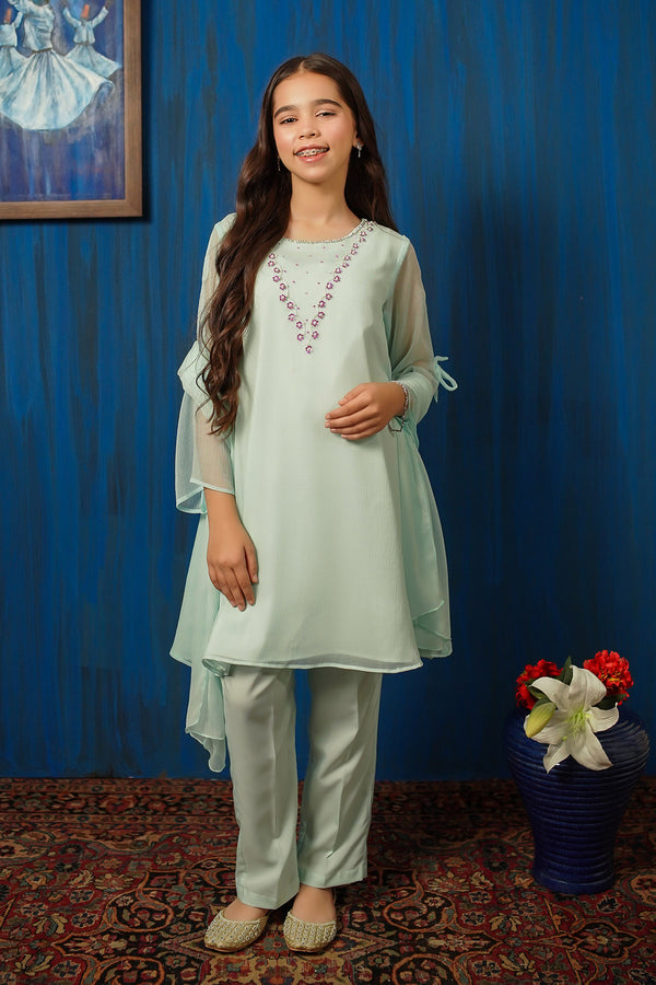 Chiffon Hand Adda Work 3 Pc Suit