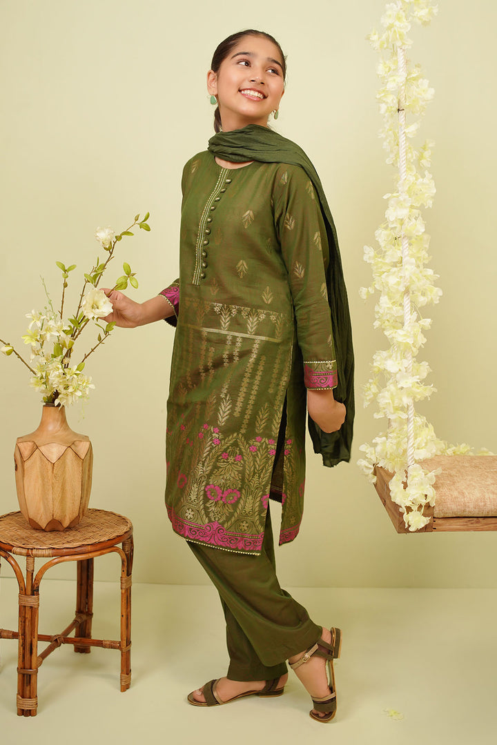 Cotton Jacquard 3 Pc Suit - Wear Ochre
