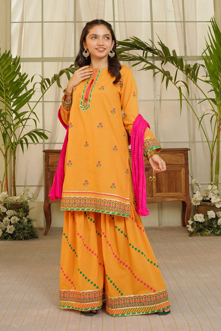 Cotton Printed 3 Pc Suit - Wear Ochre