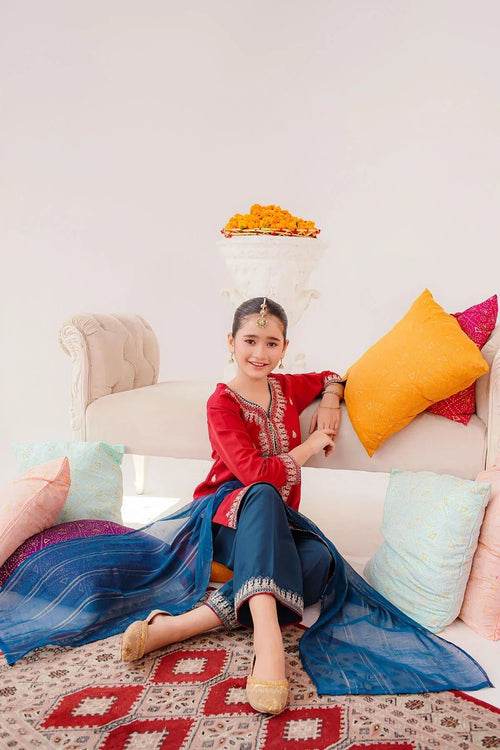 Best Raw Silk Embroidered 3 Pc Suit - Wear Ochre -