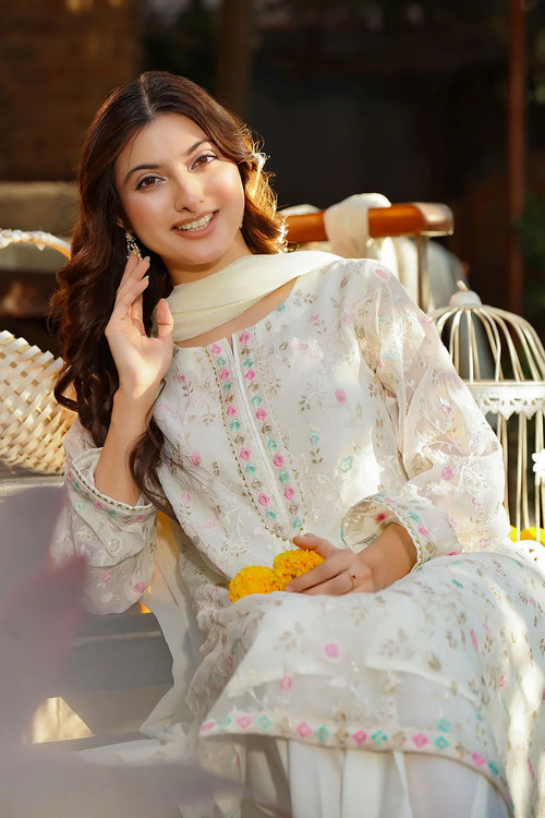 Best Women's Chiffon Embroidered 3 Pc Suit - Wear Ochre -
