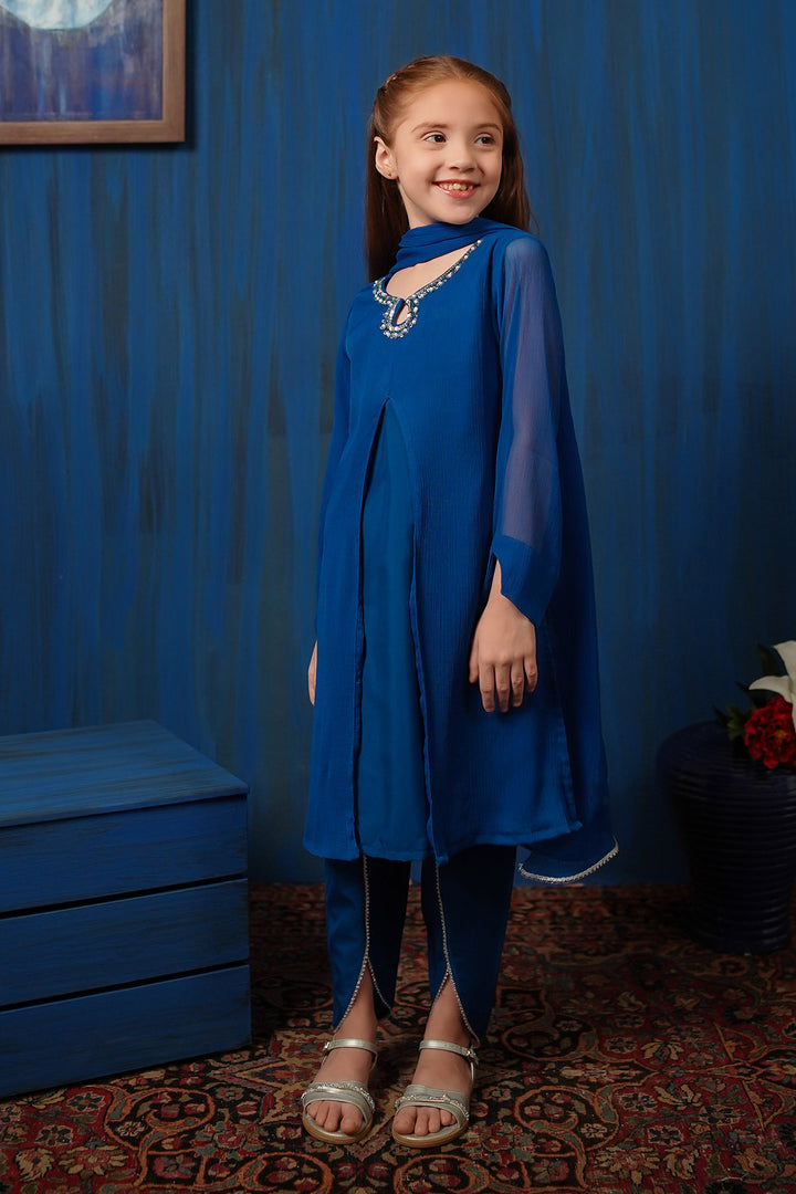 Chiffon Hand Adda Work 3 Pc Suit - Wear Ochre