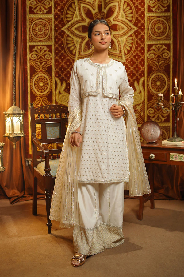 Zari Jacquard Embroidered 3 Pc Suit