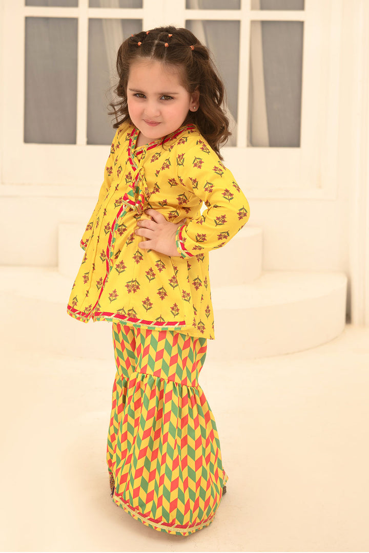 Herringbone Digital Printed 2 Pc Suit - Wear Ochre