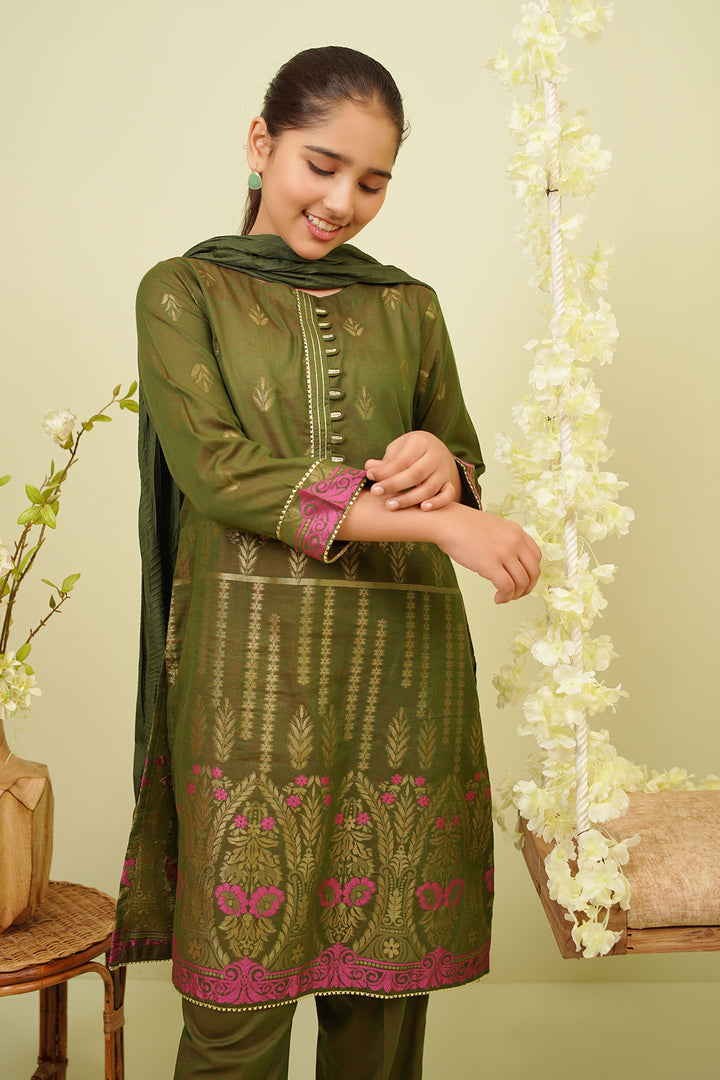 Cotton Jacquard 3 Pc Suit - Wear Ochre
