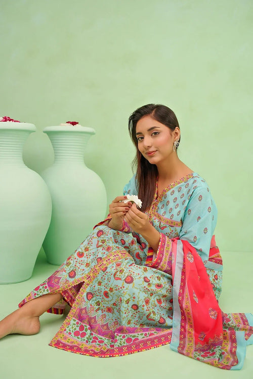 Best Women's Poly Lawn Digital Printed 3 Pc Suit - Wear Ochre -