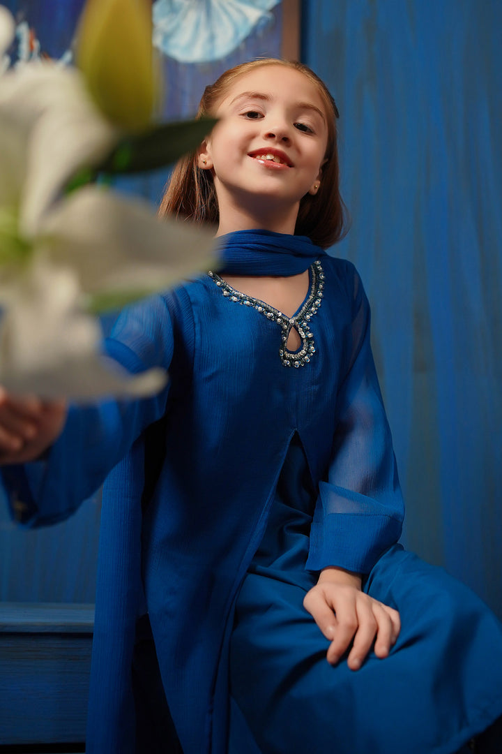 Chiffon Hand Adda Work 3 Pc Suit - Wear Ochre