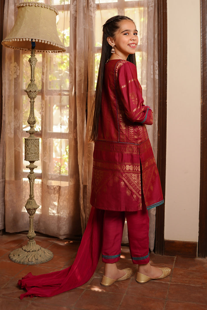 Cotton Jacquard 3 Pc Suit - Wear Ochre
