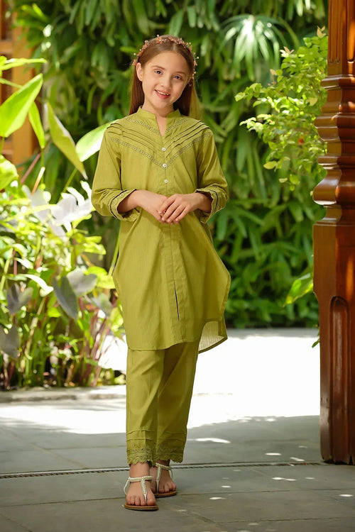 Best Dobby Cotton Embellished 2 Pc Suit - Wear Ochre -