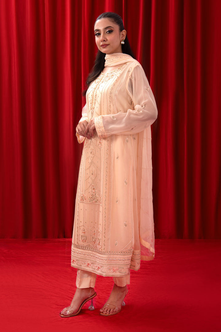 Chiffon Adda + Embroidered 3 Pc Suit - Wear Ochre
