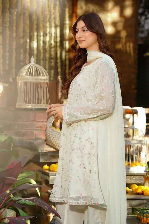 Best Women's Chiffon Embroidered 3 Pc Suit - Wear Ochre -