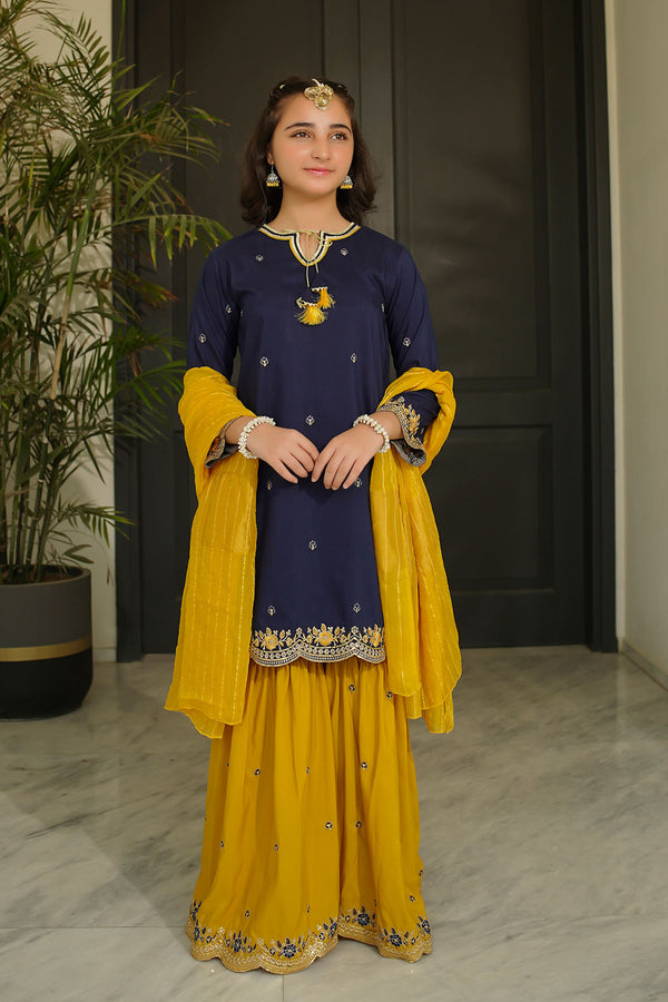 Raw Silk Embroidered 3 Pc Suit - Wear Ochre