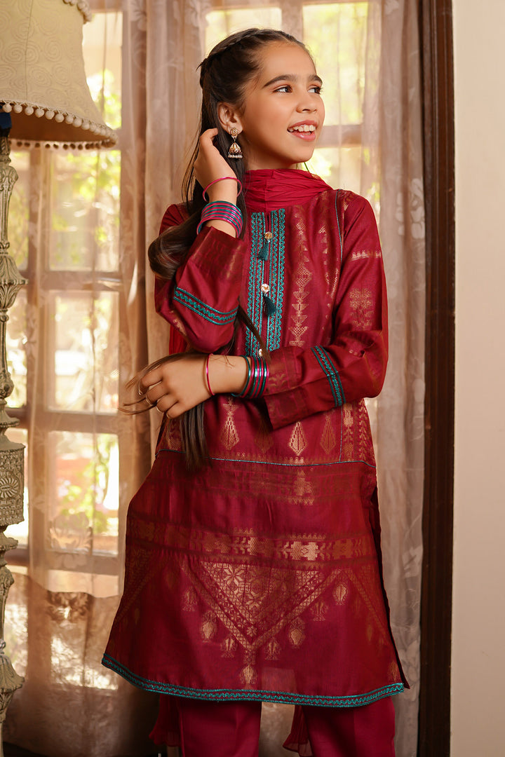 Cotton Jacquard 3 Pc Suit - Wear Ochre
