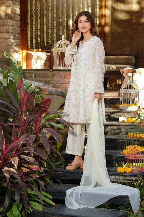 Best Women's Chiffon Embroidered 3 Pc Suit - Wear Ochre -