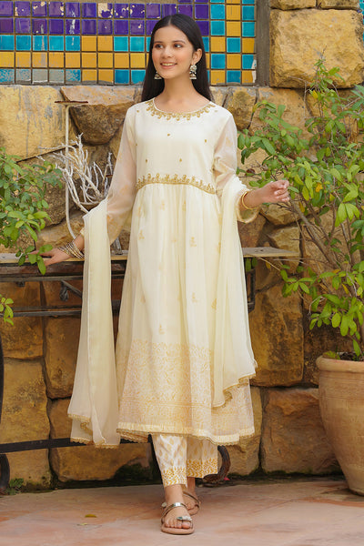 Chiffon Hand Adda Work 3 Pc Suit
