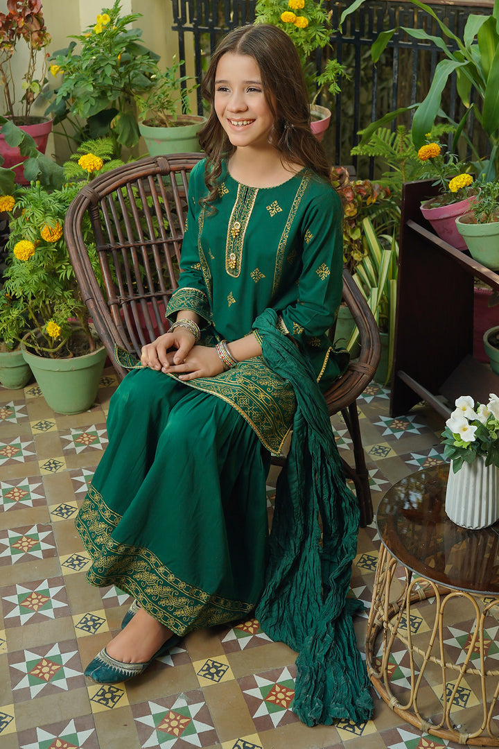 Cotton Printed 3 Pc Suit - Wear Ochre
