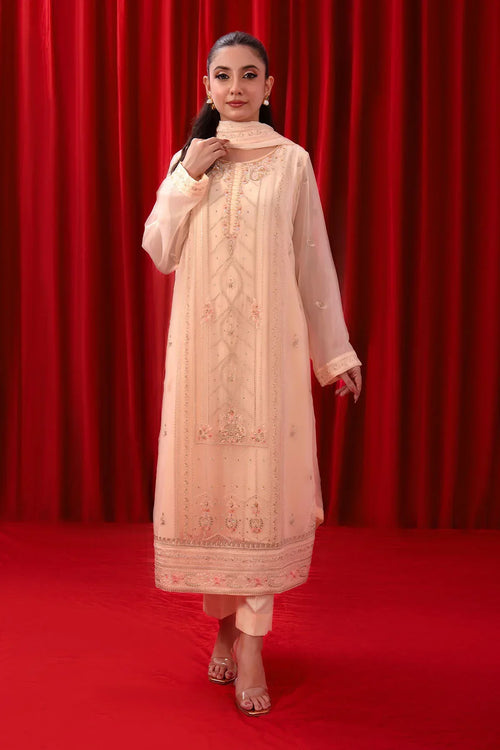 Best Chiffon Adda + Embroidered 3 Pc Suit - Wear Ochre -