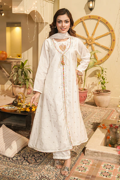 Viscose Jacquard Hand Adda Work 3 Pc Suit