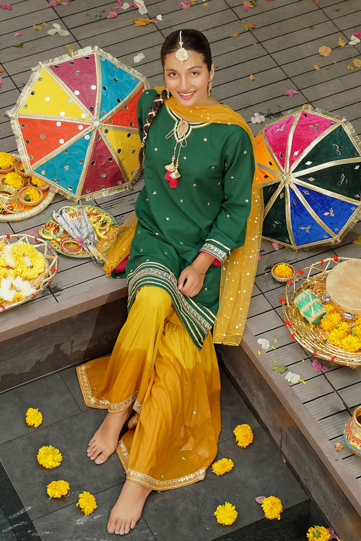 Raw Silk Embroidered 3 Pc Suit - Wear Ochre