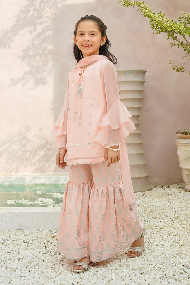 Chiffon Hand Adda Work 3 Pc Suit - Wear Ochre