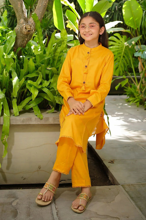 Best Dobby Cotton Embellished 2 Pc Suit - Wear Ochre -