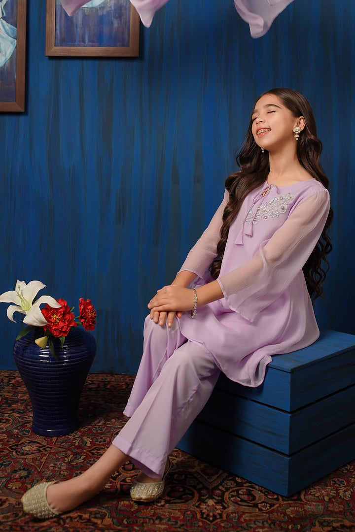 Chiffon Hand Adda Work 3 Pc Suit - Wear Ochre