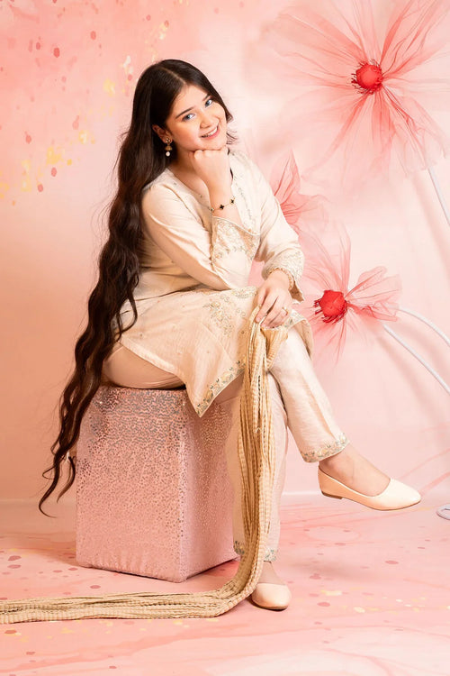 Best Cey Cotton Embroidered 3 Pc Suit - Wear Ochre -