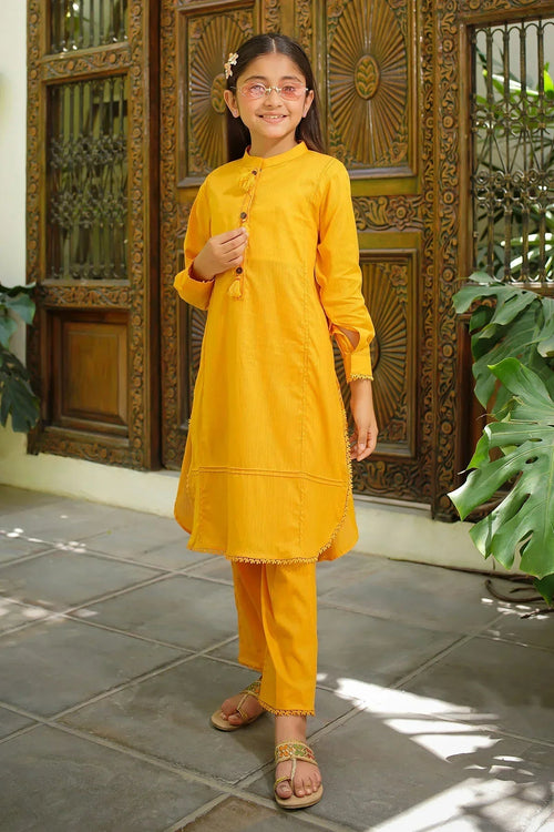 Best Dobby Cotton Embellished 2 Pc Suit - Wear Ochre -