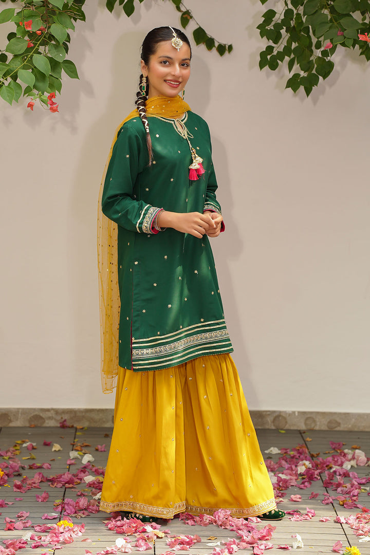 Raw Silk Embroidered 3 Pc Suit - Wear Ochre