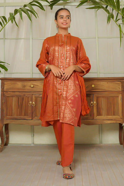Cotton Jacquard 3 Pc Suit