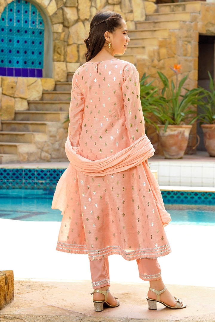 Slub Manar Hand Adda Work 3 Pc - Wear Ochre