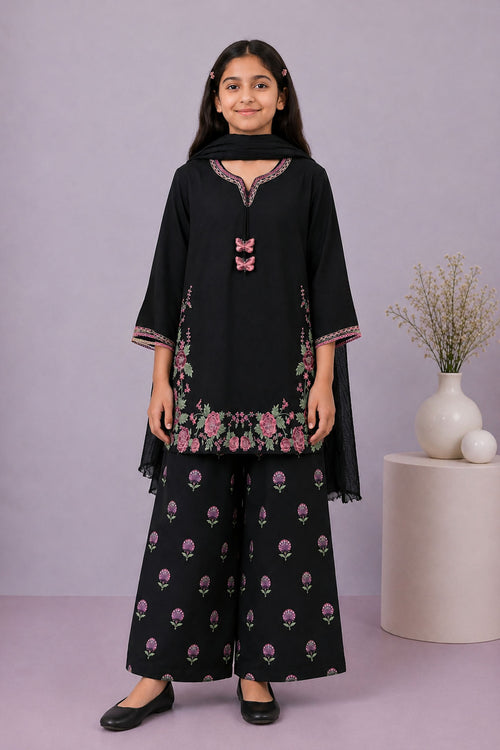 Cotton Embroidered 3 Pc Suit