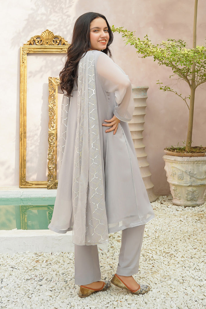 Chiffon Hand Adda Work 3 Pc Suit - Wear Ochre