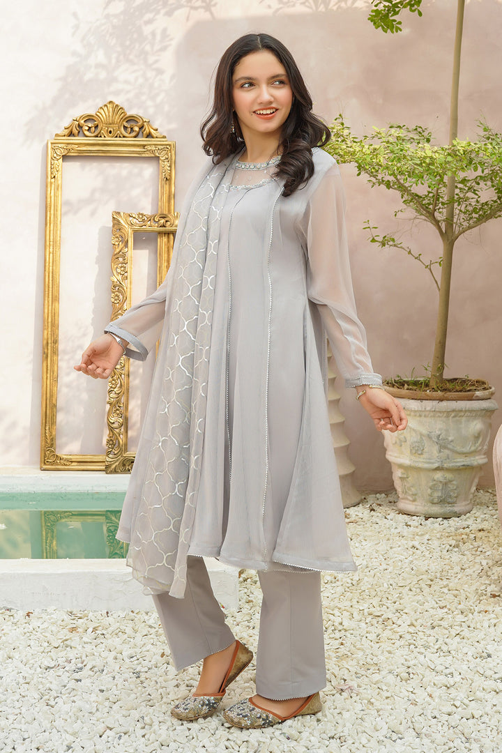Chiffon Hand Adda Work 3 Pc Suit - Wear Ochre