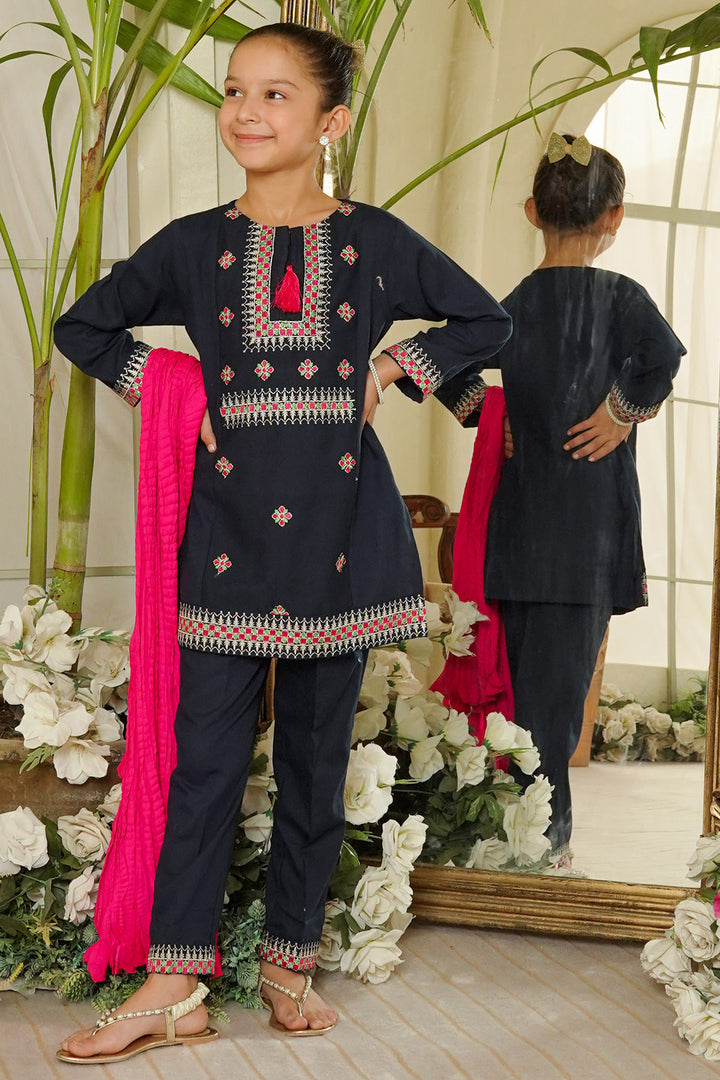 Cotton Embroidered 3 Pc Suit - Wear Ochre
