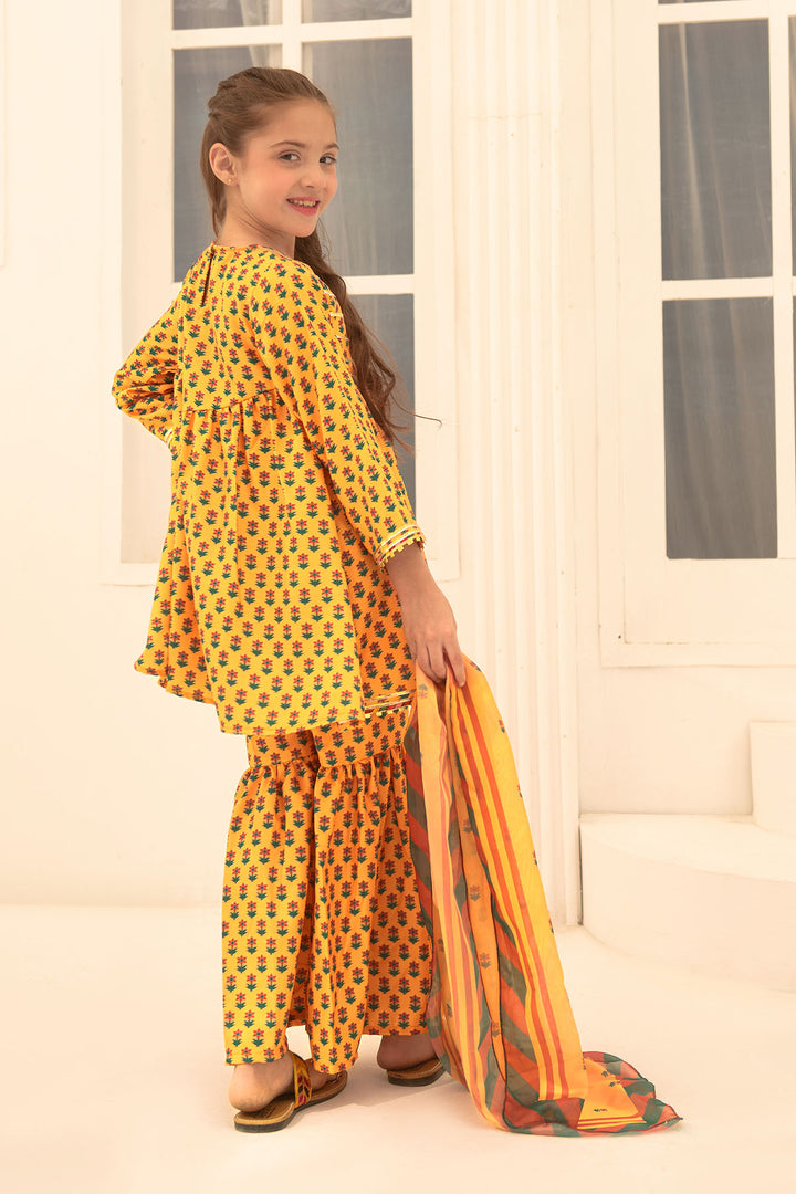 Herringbone Digital Printed 3 Pc Suit - Wear Ochre