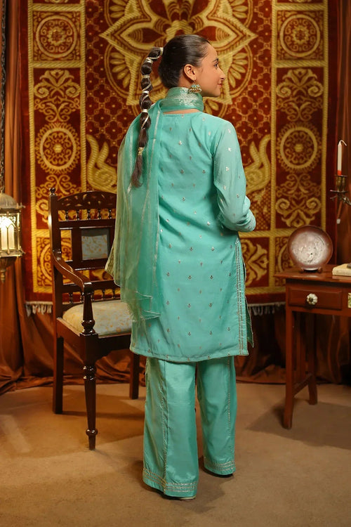 Best Viscose Jacquard Hand Adda Work 3 Pc Suit - Wear Ochre -