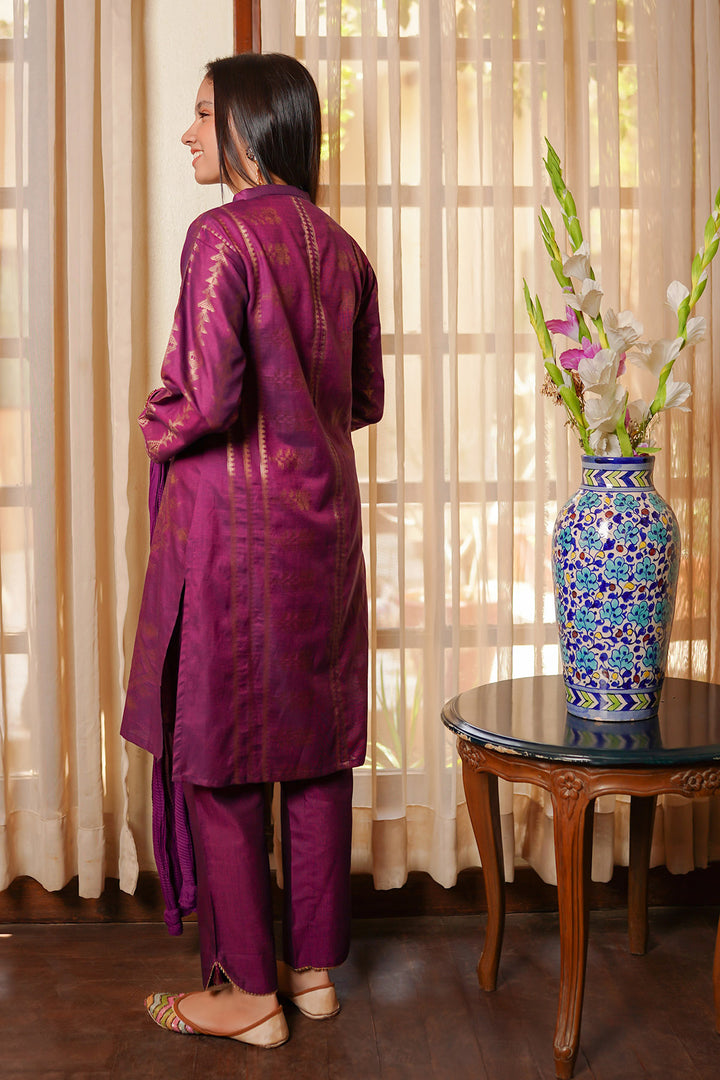 Cotton Jacquard 3 Pc Suit - Wear Ochre