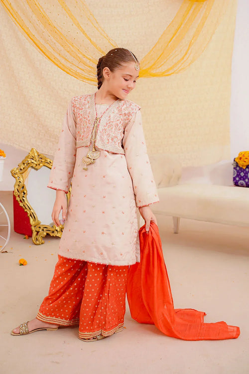 Best Cotton Silk Embroidered 3 Pc Suit - Wear Ochre -