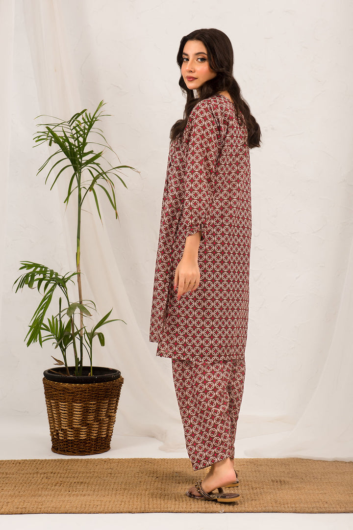 Swiss Lawn Digital Printed 2 Pc Suit - Wear Ochre