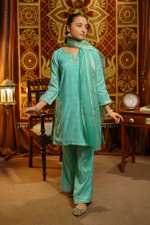 Best Viscose Jacquard Hand Adda Work 3 Pc Suit - Wear Ochre -