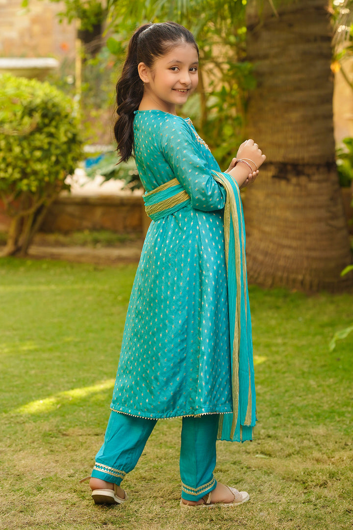 Jacquard Hand Adda Work 3 Pc Suit - Wear Ochre