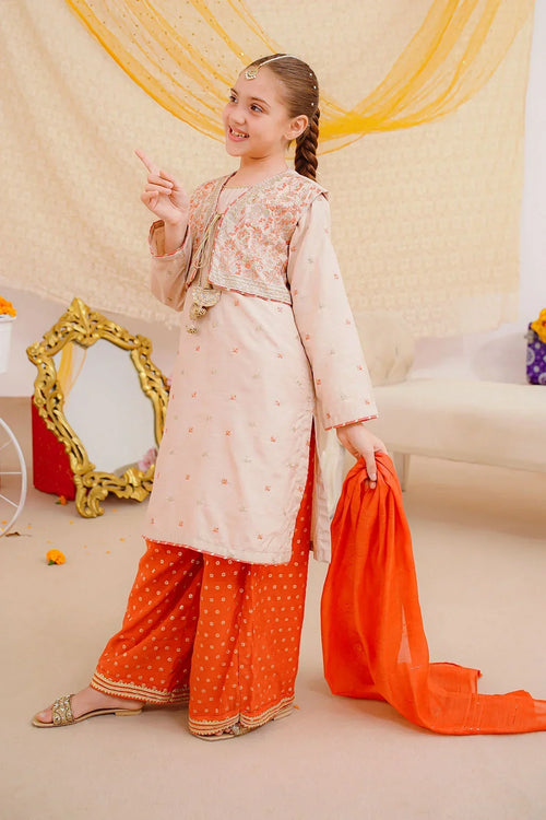 Best Cotton Silk Embroidered 3 Pc Suit - Wear Ochre -