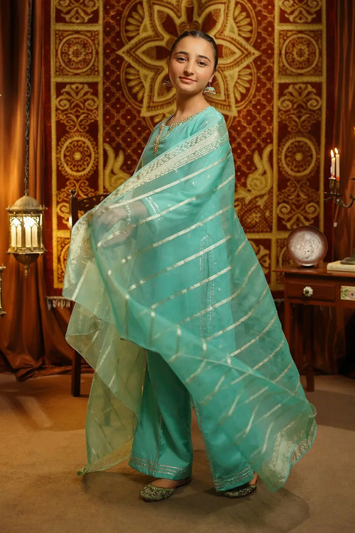 Best Viscose Jacquard Hand Adda Work 3 Pc Suit - Wear Ochre -